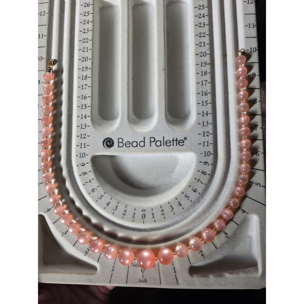 Vintage Pink Moonglow Lucite Graduated Beaded Necklace 18" - Picture 11 of 16
